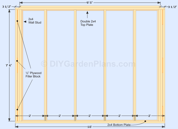 Gable Shed Plans| Back Wall