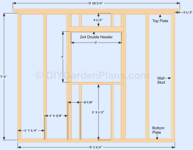 Gable Shed Plans| Right Wall & Window| Page 9