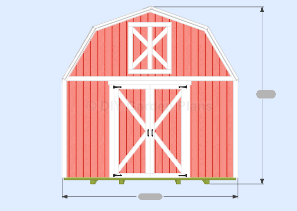 Gambrel-Barn-Plans Front View