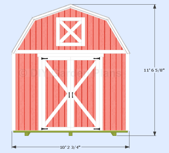 10'x10' Gambrel Shed Front View