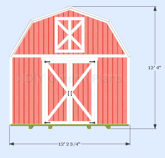 12x10 Gambrel Shed Plans Front View